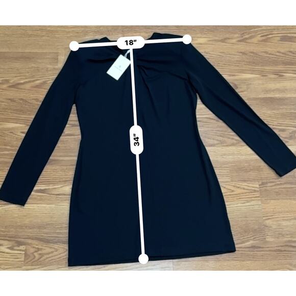 Anine Bing Black classic long sleeve Amaya Keyhole Minidress size Large - Picture 7 of 11